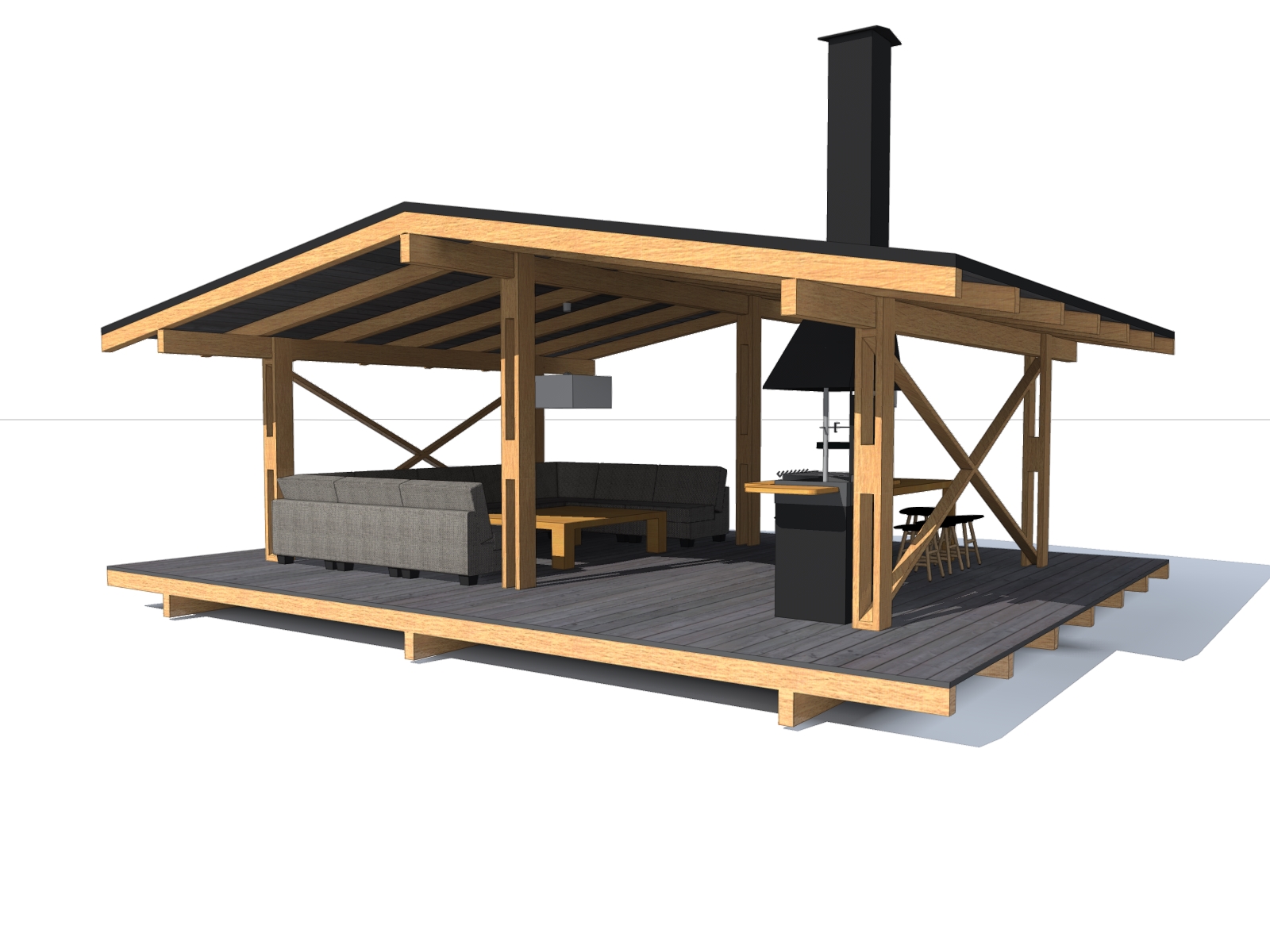 Беседка Шале 6х8 современная 163